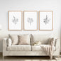 Flower Line Art Set of 3 Prints - Botanical Wall Décor