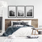 Set of 3 Black White Mountain Forest Prints. Scandi Wall Art