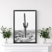 Saguaro Cactus Print. Black White Arizona Desert Nature