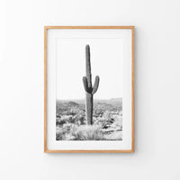 Saguaro Cactus Print. Black White Arizona Desert Nature