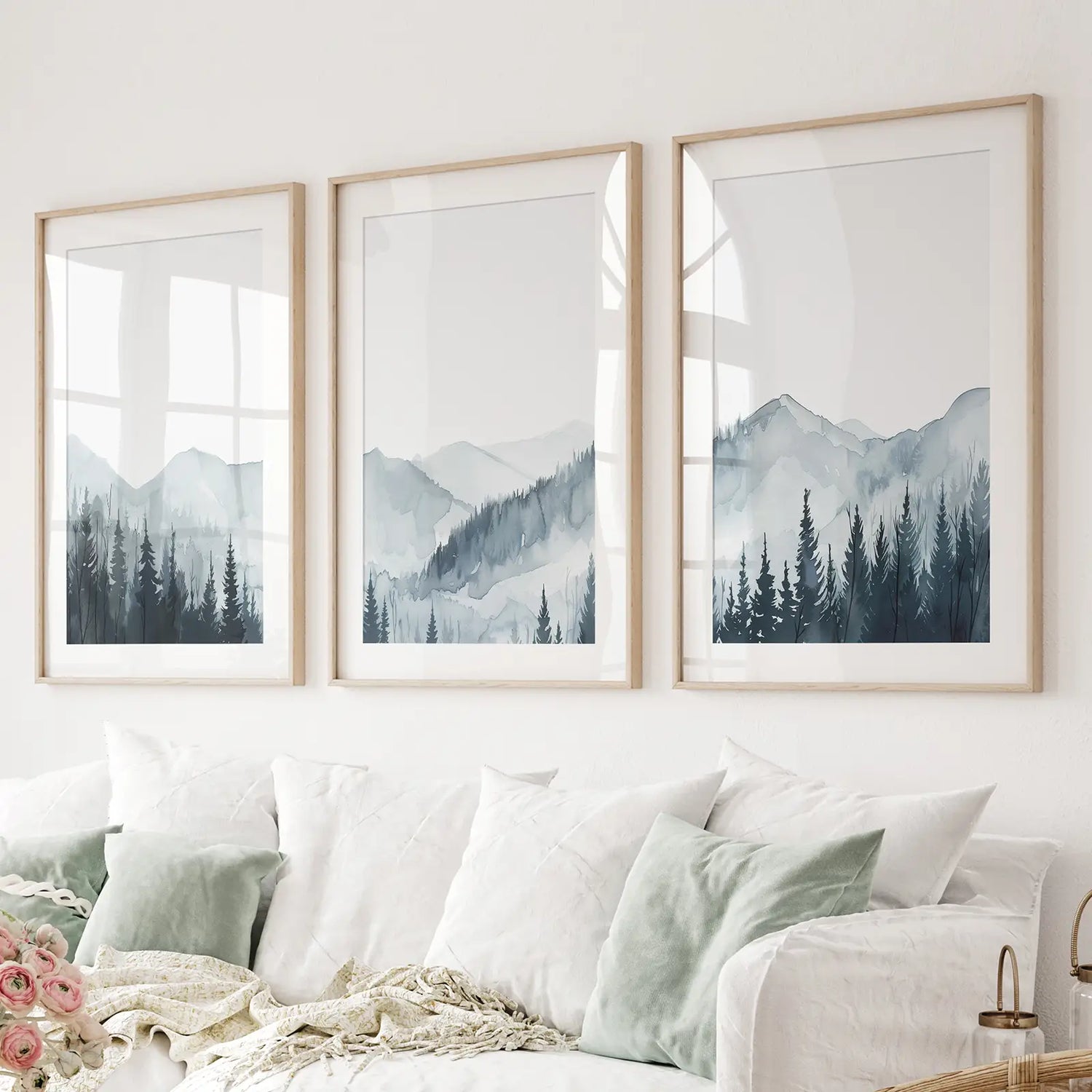 Watercolor Mountain Landscape Wall Art Posters
