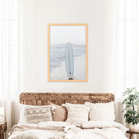 Blue Surfboard Print. Ocean Beach Wall Art
