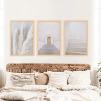 Contemporary Aesthetic Wall Art. Pampas Grass, Stairs, Door