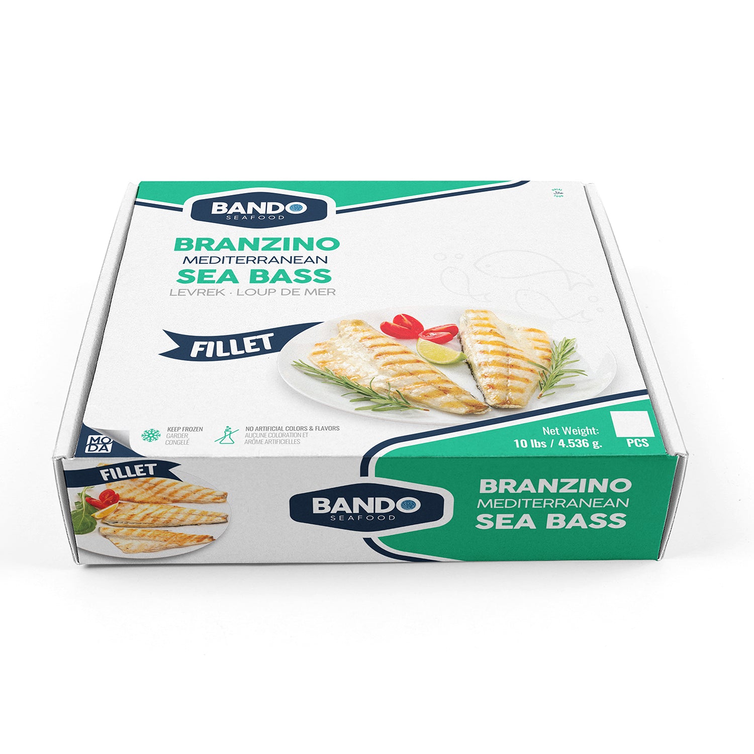 Moda Branzino-Sea Bass, Bulk, Fillet, 10lbs, 8-10, 24pcs -