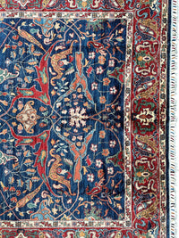 Hand-Knotted Afghani Bidjar Ghazni Wool Rug – 6'7" x 9'10" – Elegant Floral Design