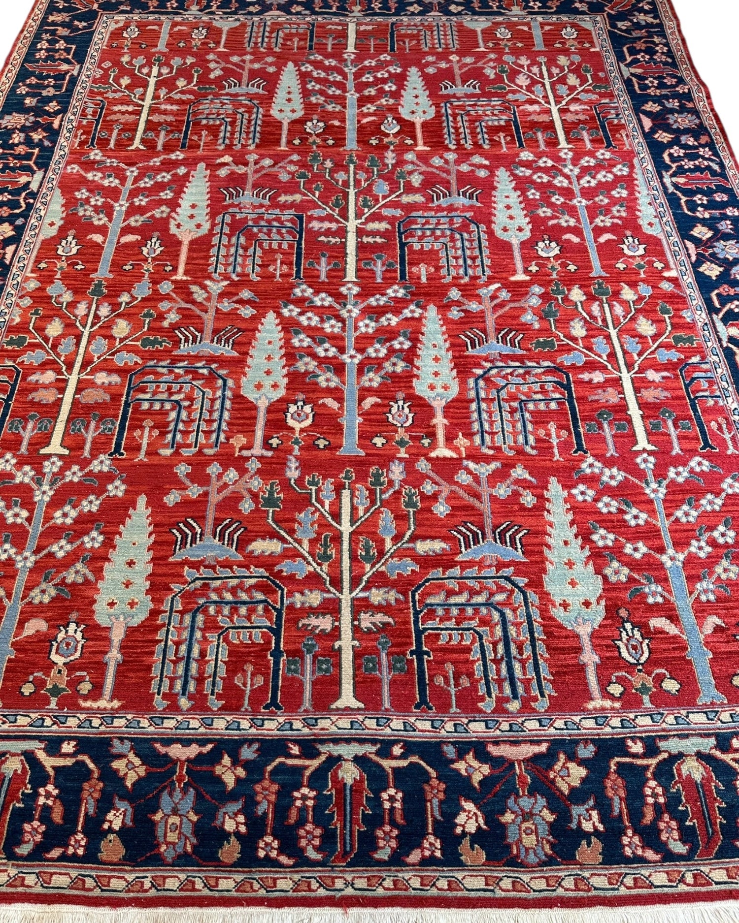 El Dokuma Soumak Çok Renkli Yün Halı – 2,4 m x 3 m