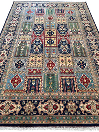 Hand-Knotted Afghani Bakhtiari Garden Rug | 6'9" x 9'10" Wool Area Rug