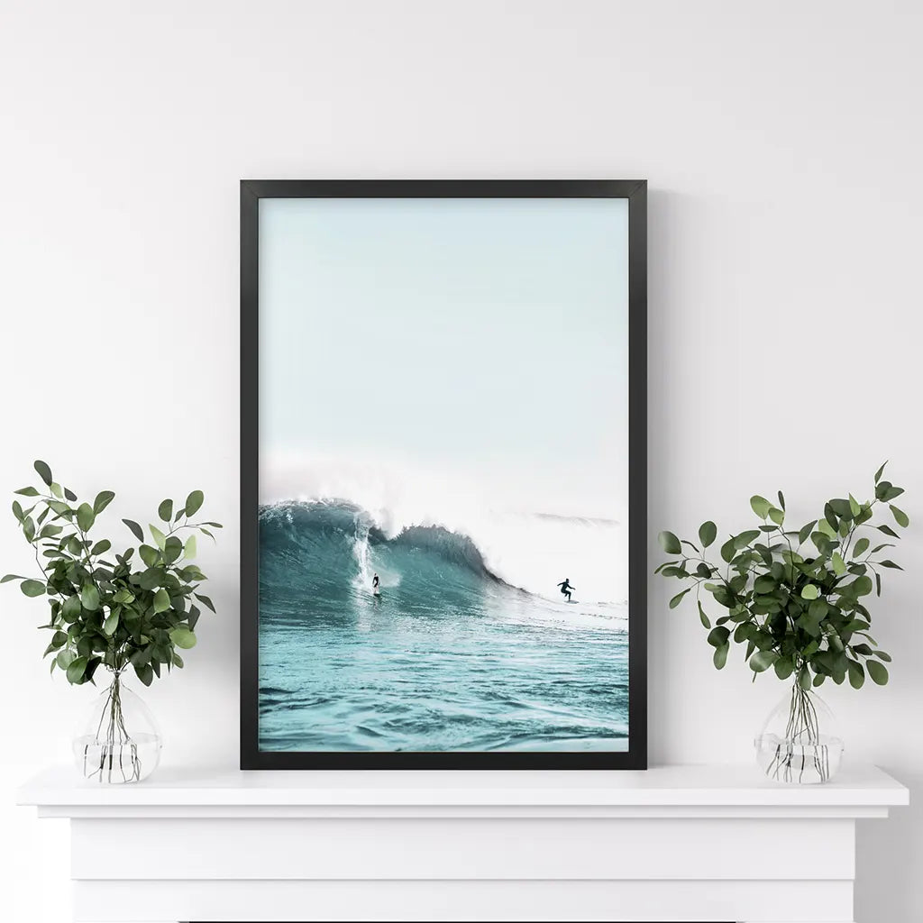 Surfing Wall Art Print. Surfers on Blue Waves