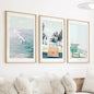 California Wall Art. Surfers on the Waves, Yellow Van, Lifeguard