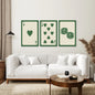 Set of 3 Piece Vintage Green Beige Cards