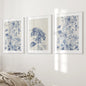 Chinoiserie Blue Flowers Watercolor Poster Decor
