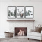 3 Piece Christmas Wall Art. Forest, Log Cabin, Reindeer