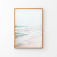 Beige Coastal Beach Wall Art Print. Ocean Waves