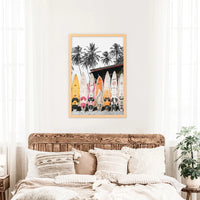 Tropical Beach Life Theme. Orange Surfboards Print
