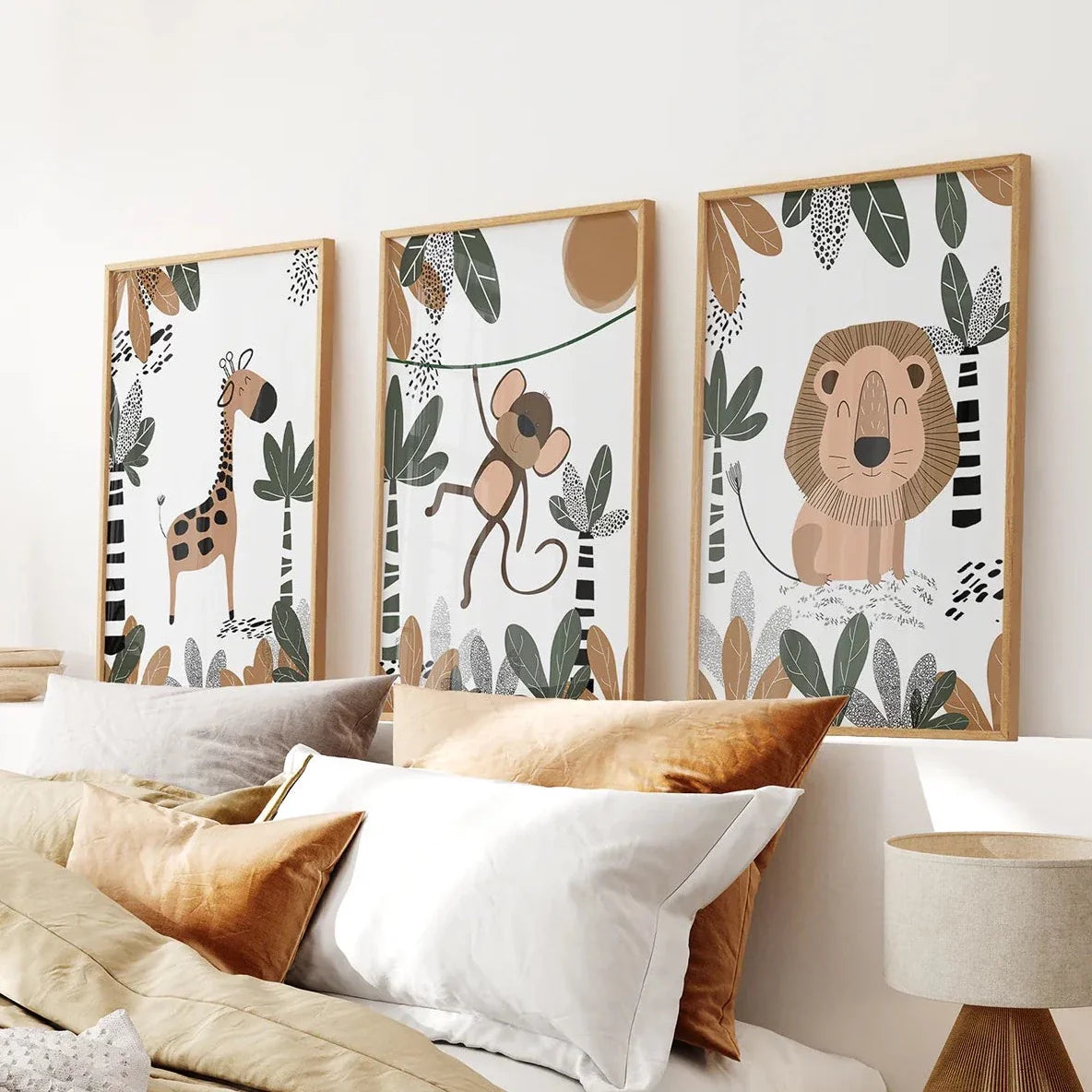 Safari Animals Wall Art Set of 3 Prints for Nursery