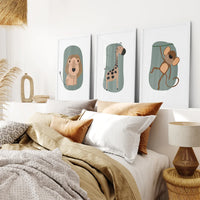 Cute Safari Baby Animals Set of 3 Art Prints
