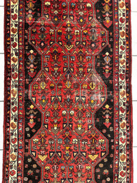 Vintage Persian Hosseinabad Runner Rug - 4’2” x 10’5” - Handwoven Wool, Circa 1950s