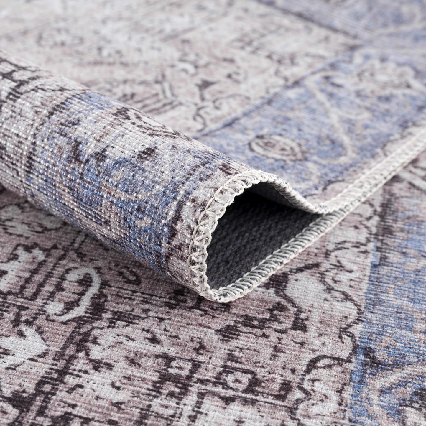 Rosman Blue&Beige  - Promo Washable Area Rug - Clearance