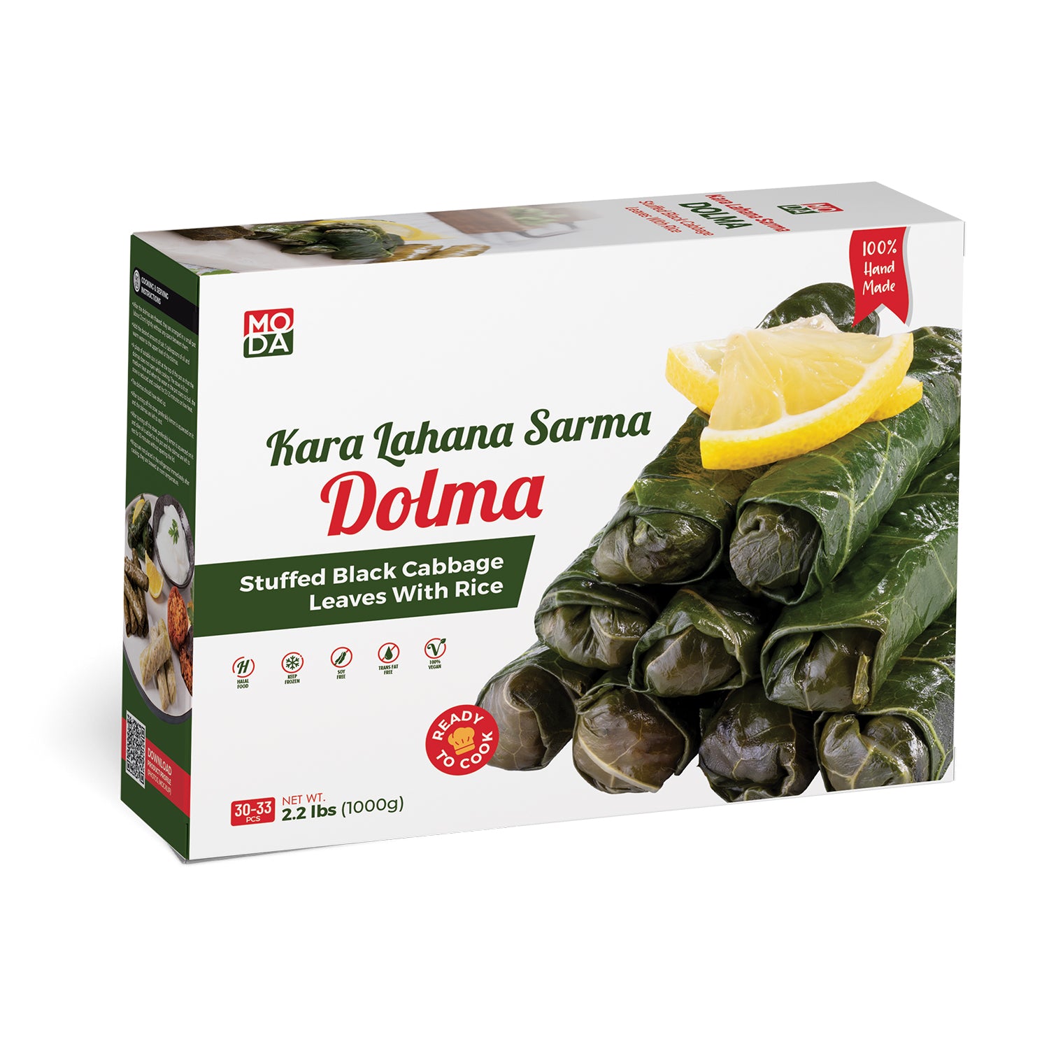 Moda Stuffed Black Cabbage Leaves with Rice, Uncooked, 35.2oz (1000g)