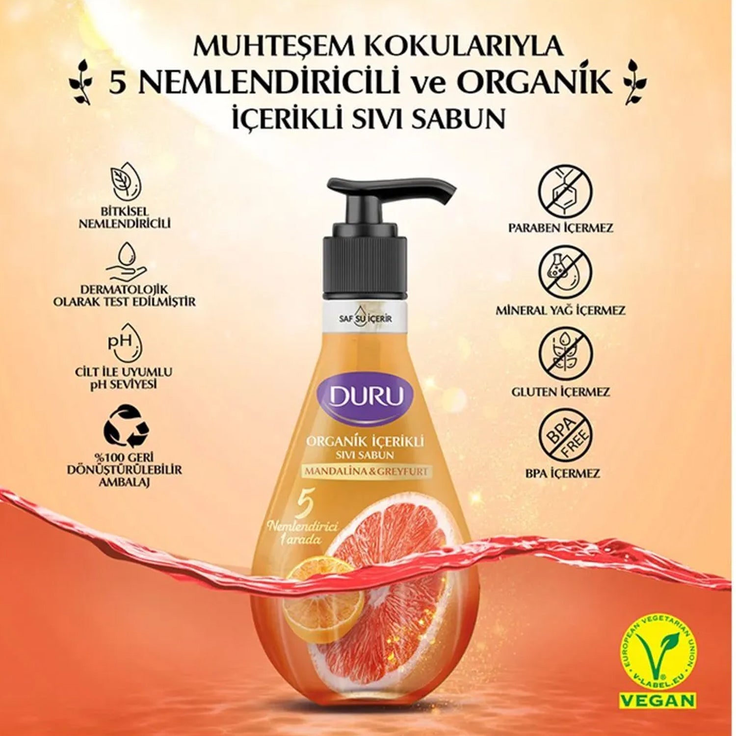 Duru Mandarin & Grape Fruit Liquid Soap 500Ml