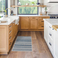 Olin White&Blue Striped Nordic Rug