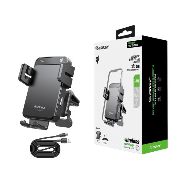 Esoulk QI 15W Automatic Wireless Charger Air Vent Car Mount