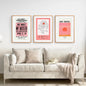 Colorful Pop Art Bright Pink Wall Decor Set