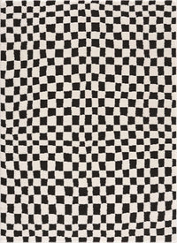 Lajos Black & White Checkered Plush Rug