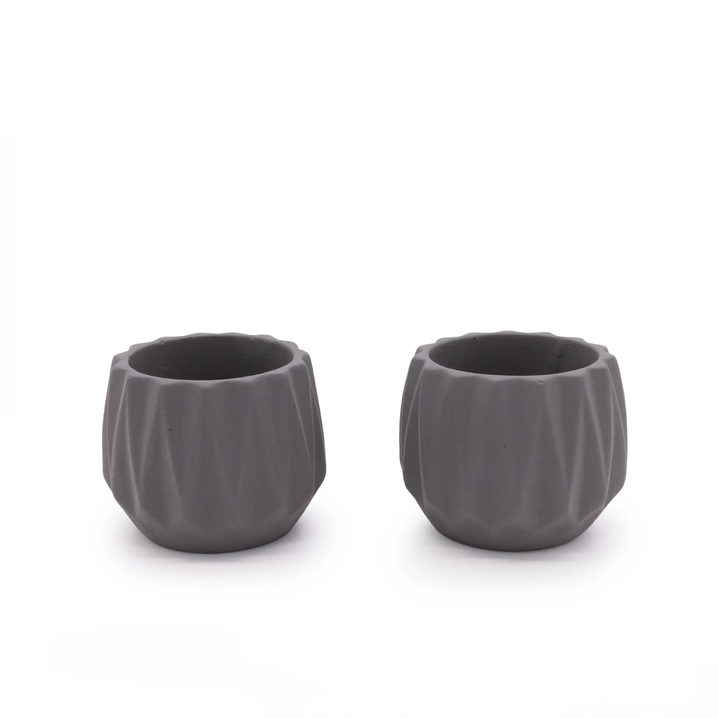 Concrete Mini Flute Tabletop Planters (Set of 2)