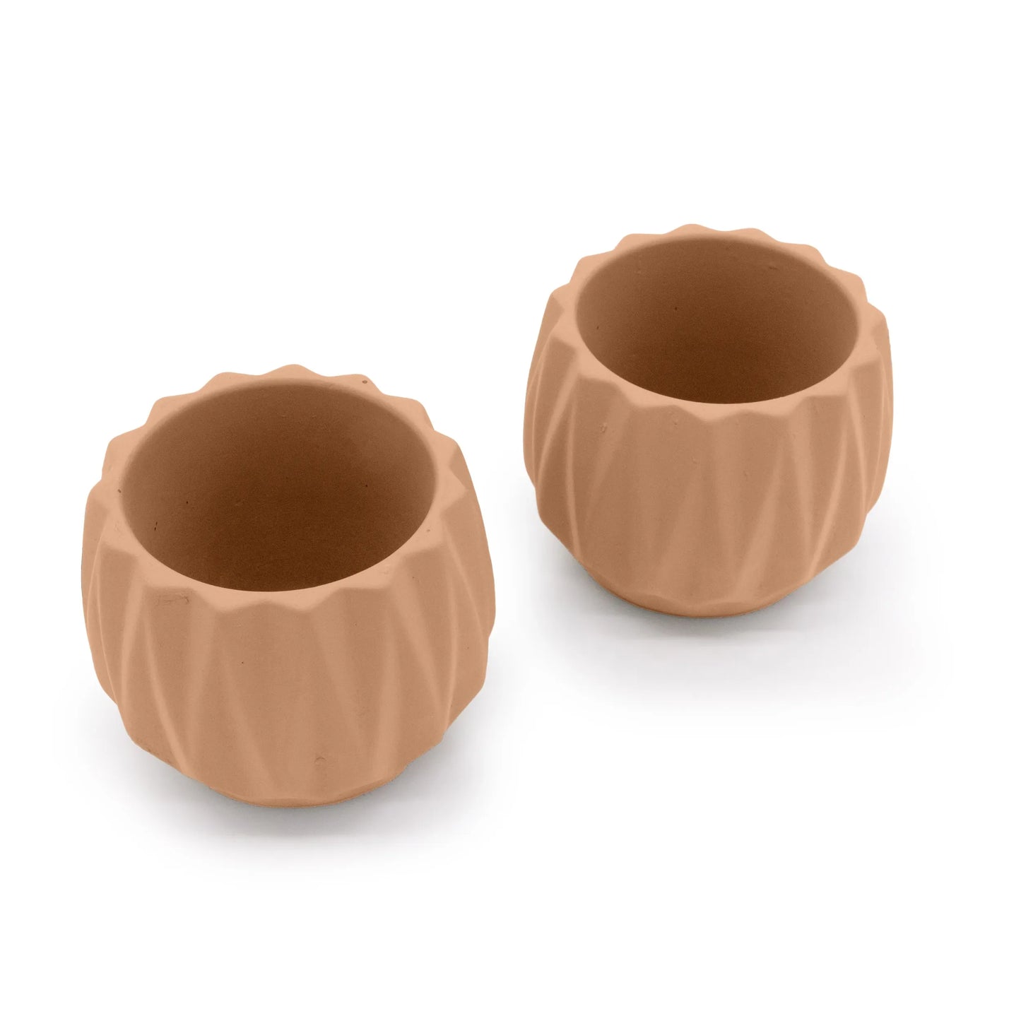 Concrete Mini Flute Tabletop Planters (Set of 2)