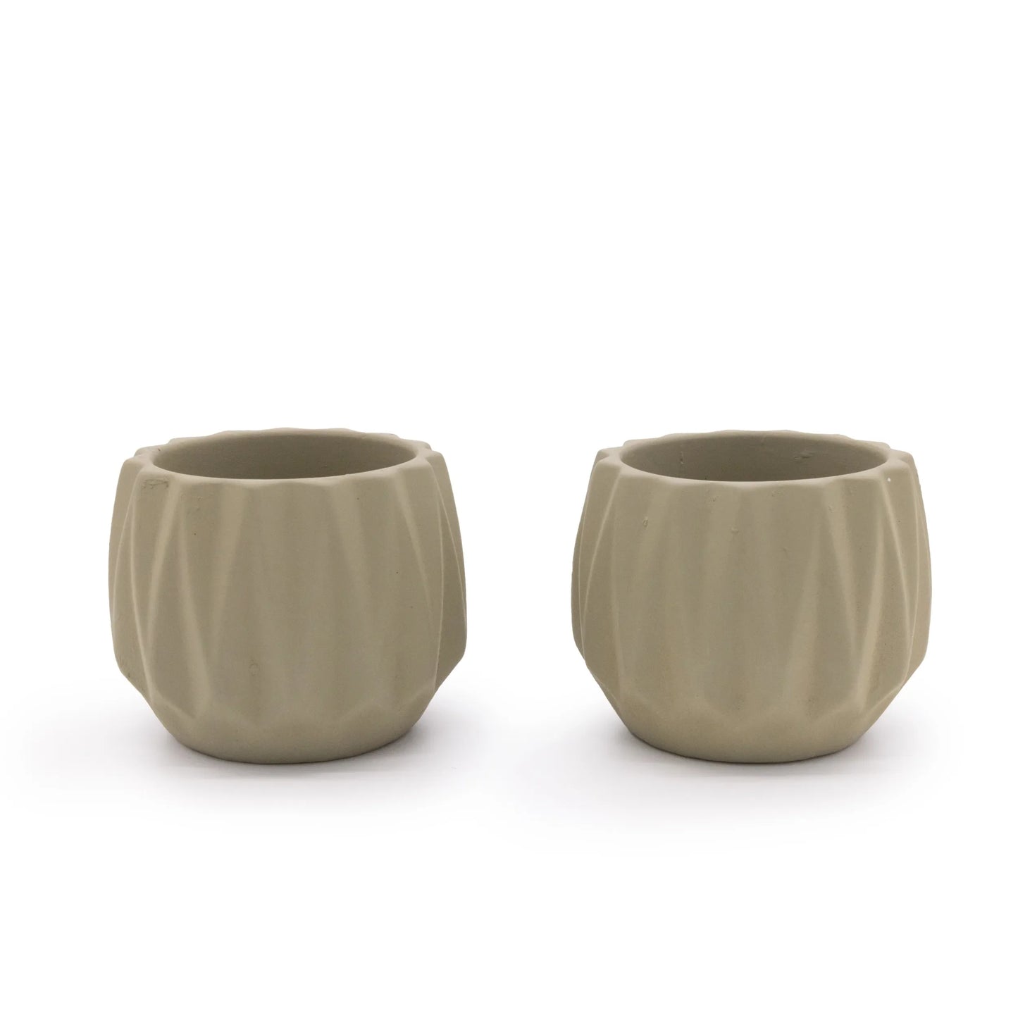 Concrete Mini Flute Tabletop Planters (Set of 2)