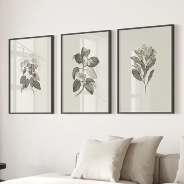 Antique Floral Prints 3 Piece Wall Art Decor