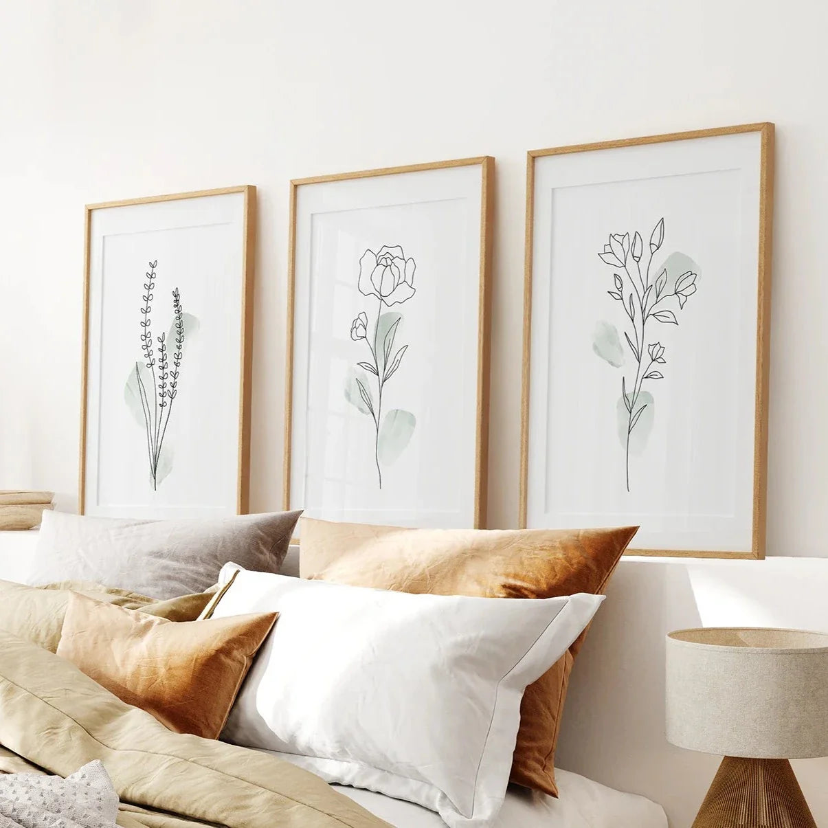 Bohem Botanik Sanat Baskıları | 3'lü Yeşil Yaprak Seti
