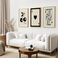 Beige Queen of Hearts Retro Wall Art Poster