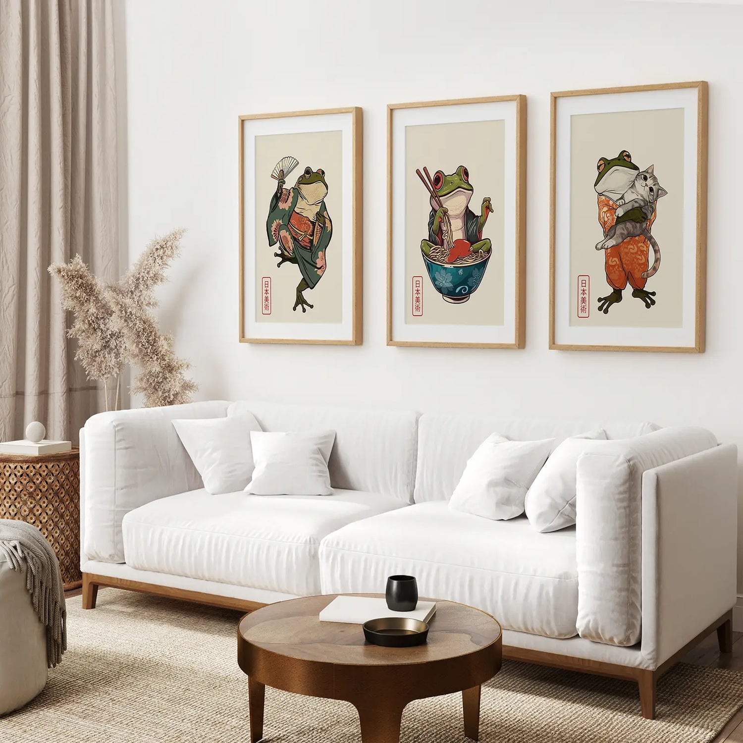 Komik Kurbağa ve Kedi. Japon Sanatı. Matsumoto Hoji Posteri