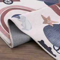 Libra Washable Kids Rug - Dinosaur rocket car rainbow