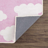 Nizar Pink Cloud Washable Kids Rug - Clearance