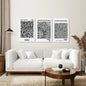 Black White set of 3 Piece Abstract Kusama Art