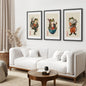 Funny Frog and Cat. Japanese Art. Matsumoto Hoji Poster