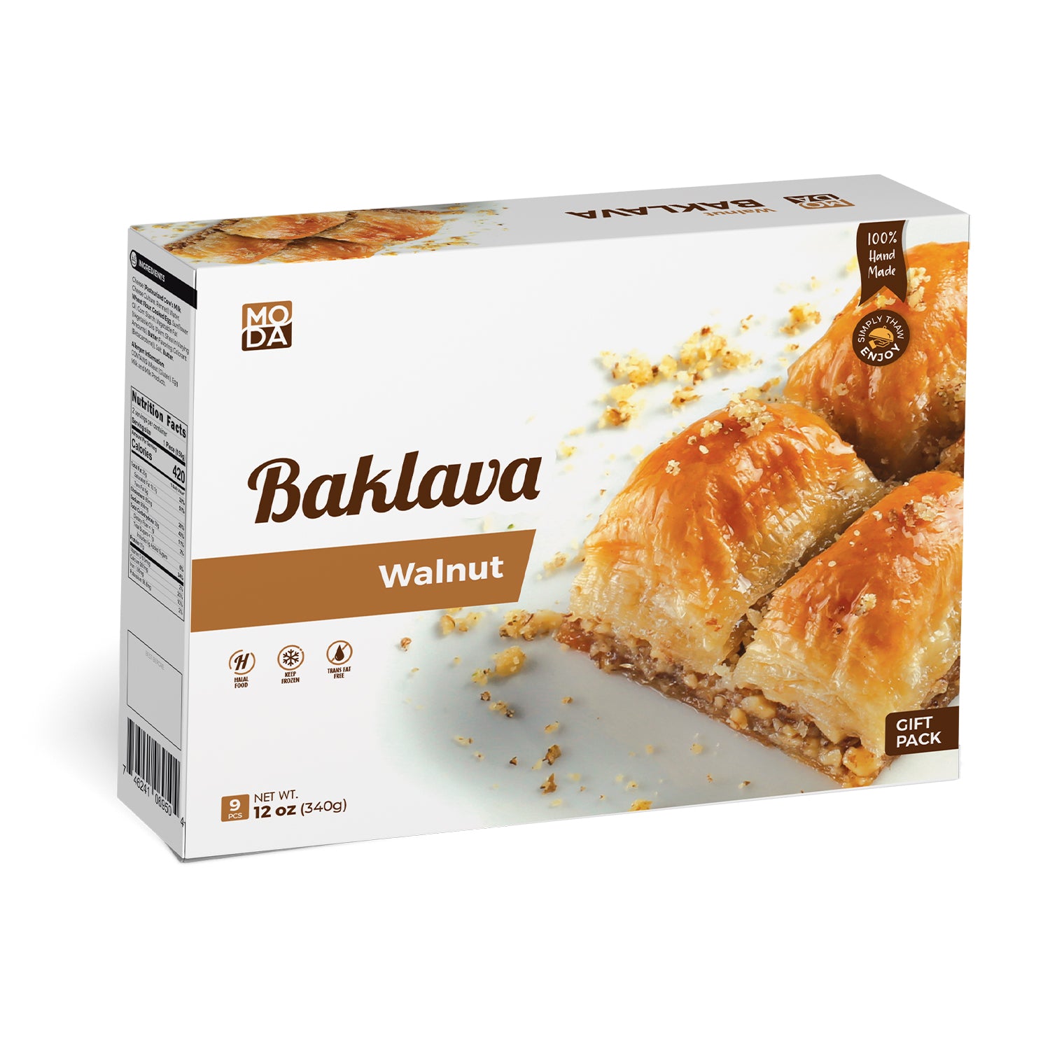 Moda Baklava with Walnut, Gift Pack, 9pcs, 12oz (340g)