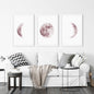 Moon Phases. Pink Wall Art Set for Girl's Nursery