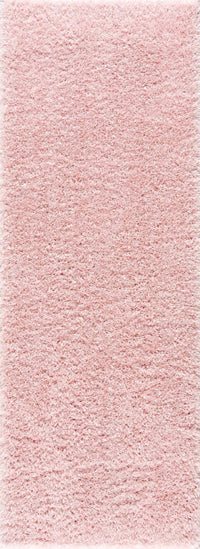 Faina Solid Pink Shag Rug Washable