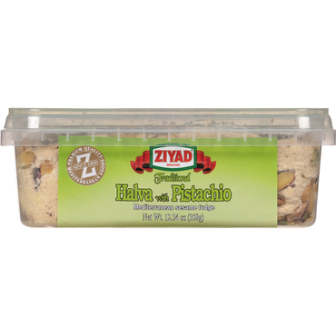 Ziyad Traditional Pistachio Halva - 12.34 Oz Premium Mediterranean Sesame Fudge