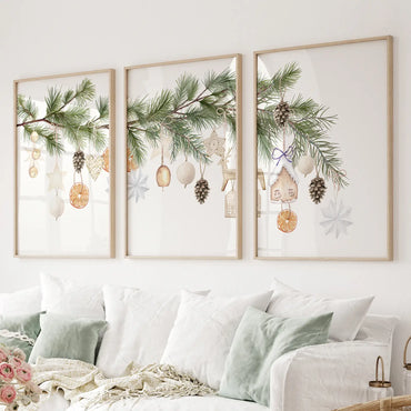 Vintage Xmas Wall Art Print Trendy Winter Decor