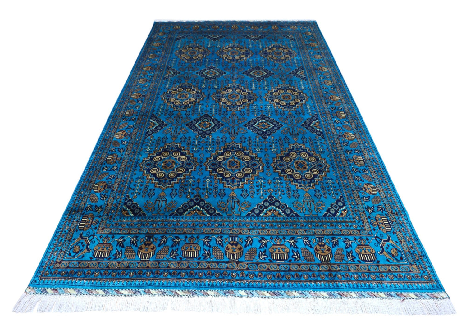 Hand-Knotted Afghani Zerkhaki Wool Rug – 6’6″  x  10’0″