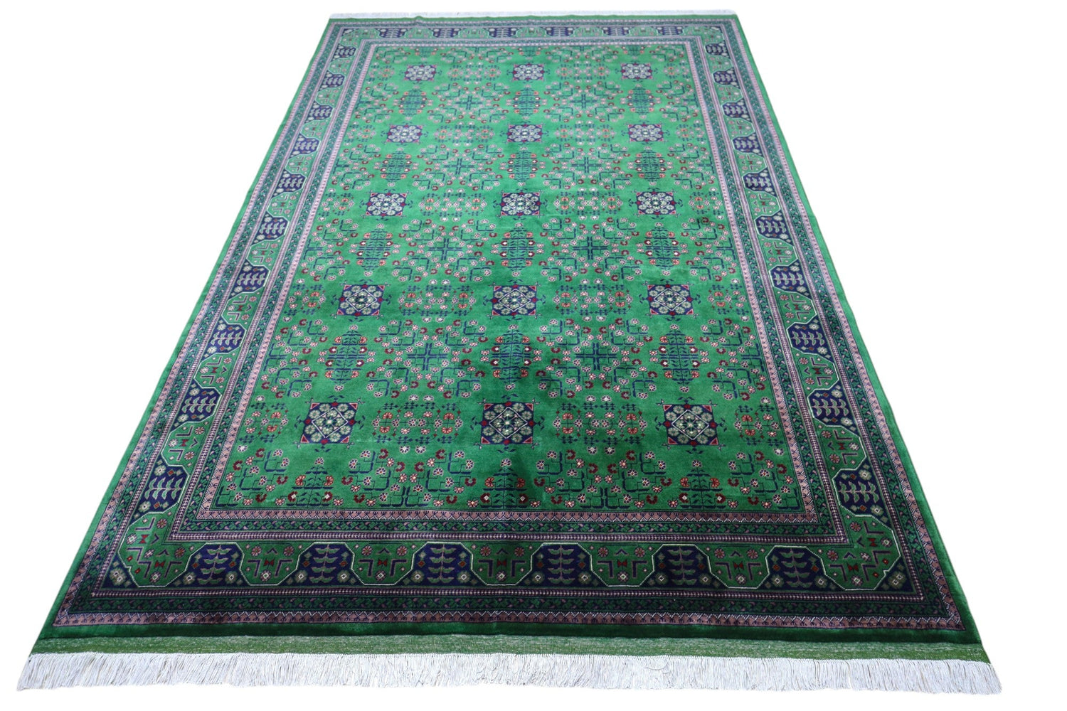 Hand-Knotted Afghani Bukharayi Wool Rug – 6’7″  x  9’9″