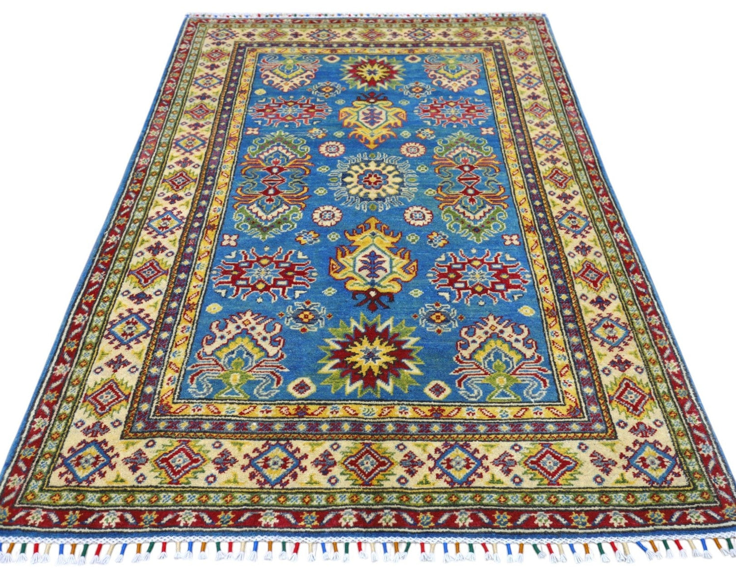 Hand-Knotted Afghani Kazak Wool Rug – 3’11″  x  6’0″