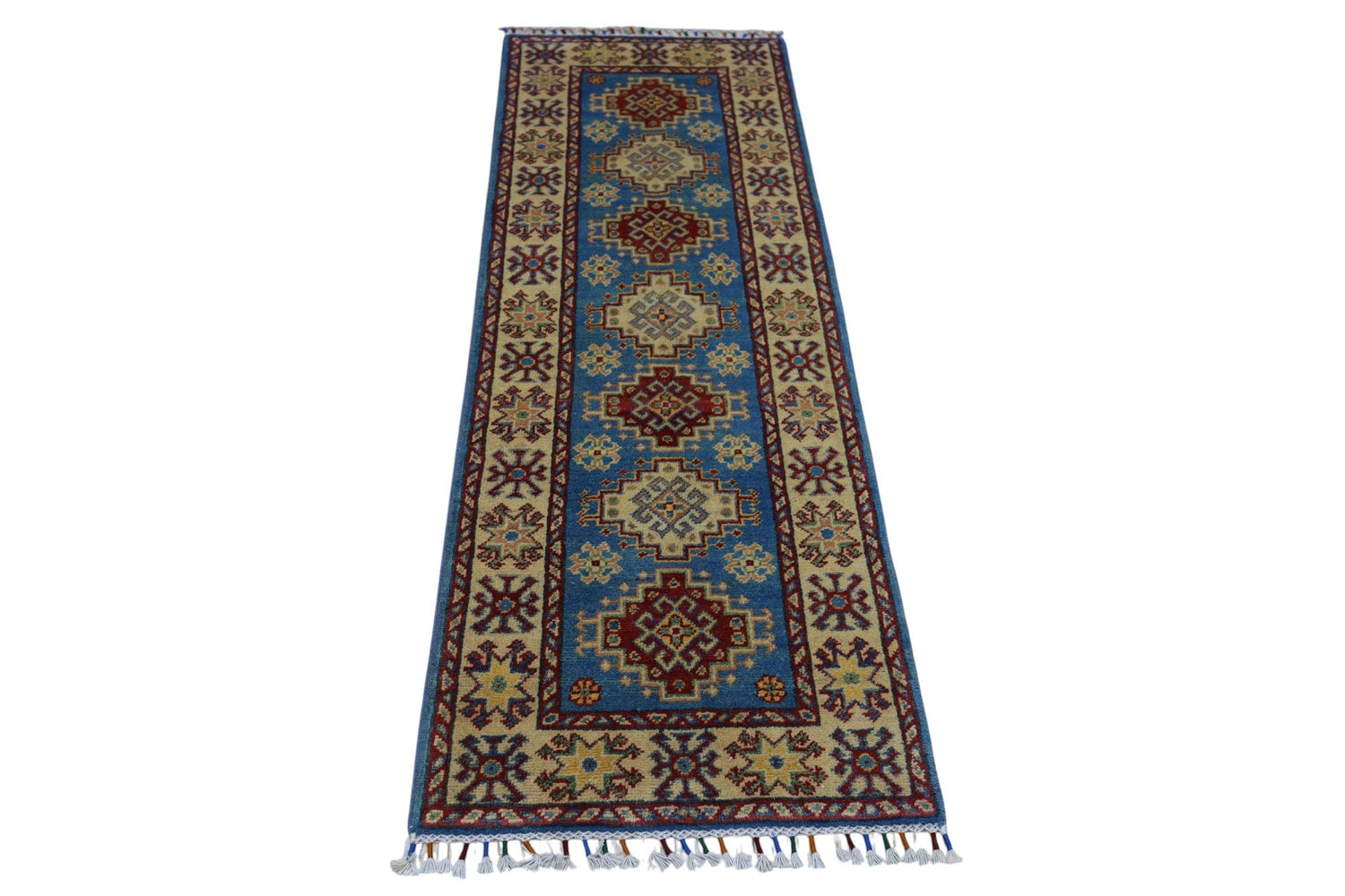 Hand-Knotted Afghani Kazak Wool Rug – 2’0″  x  5’10″