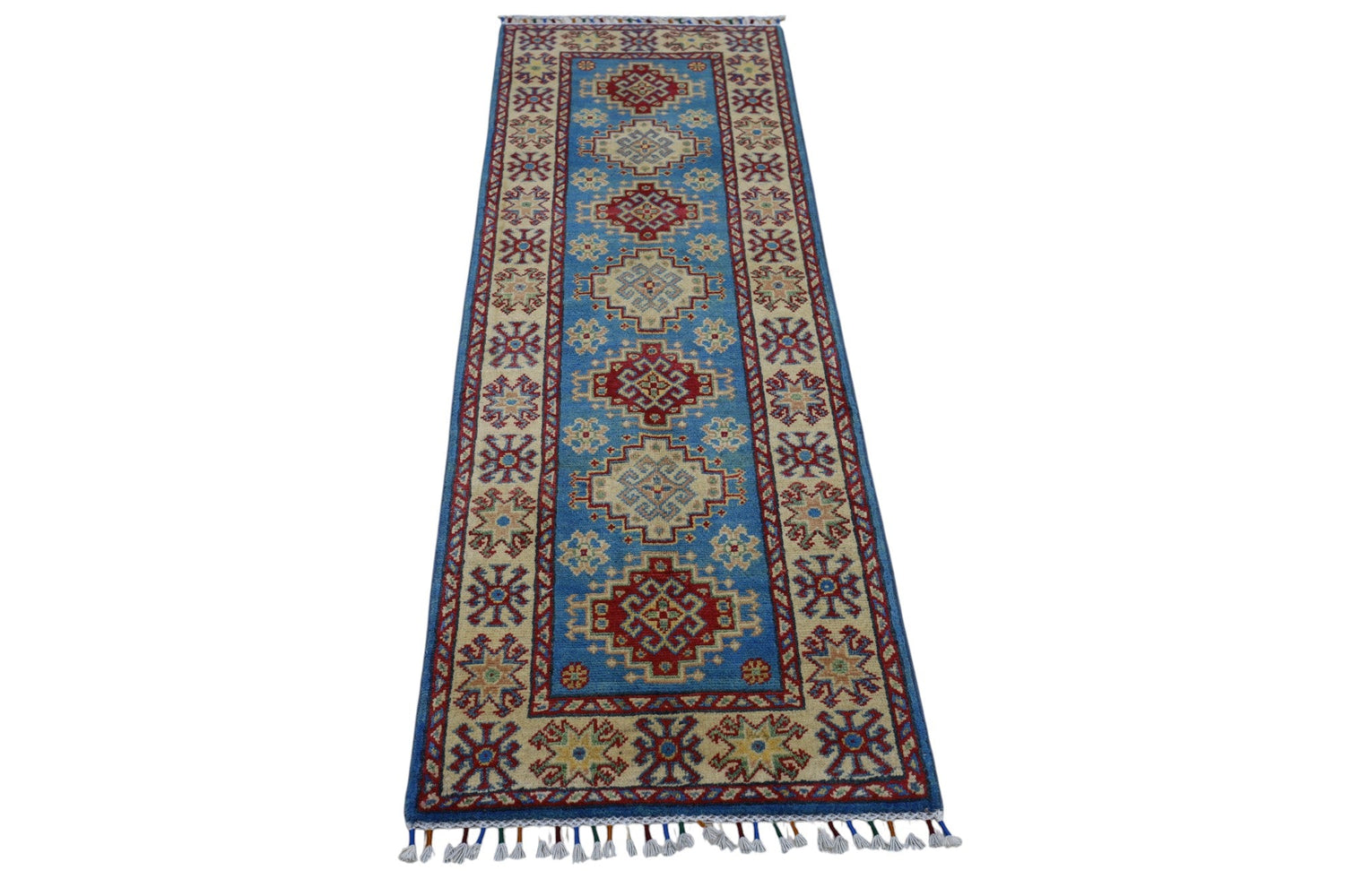 Hand-Knotted Afghani Kazak Wool Rug – 2’0″  x  5’10″