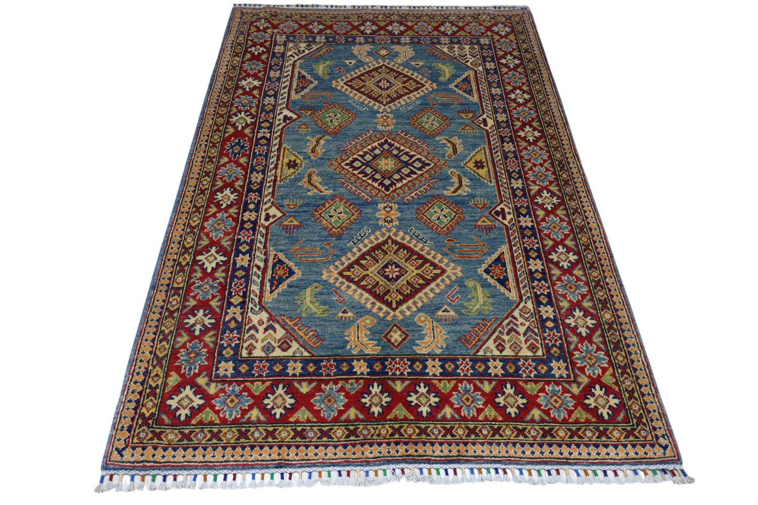 El Dokuma Afgan Kazak Yün Halısı – 120 cm x 185 cm